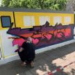 Graffiti ulica Szkolna ArtFestiwal Stargard 2023 w czasie prac 27 maja