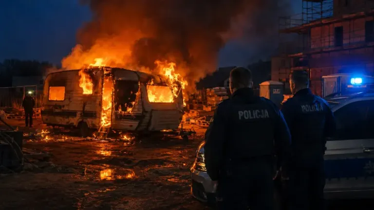 pożar przyczepy