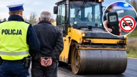 Policja zatrzymuje operatora walca drogowego